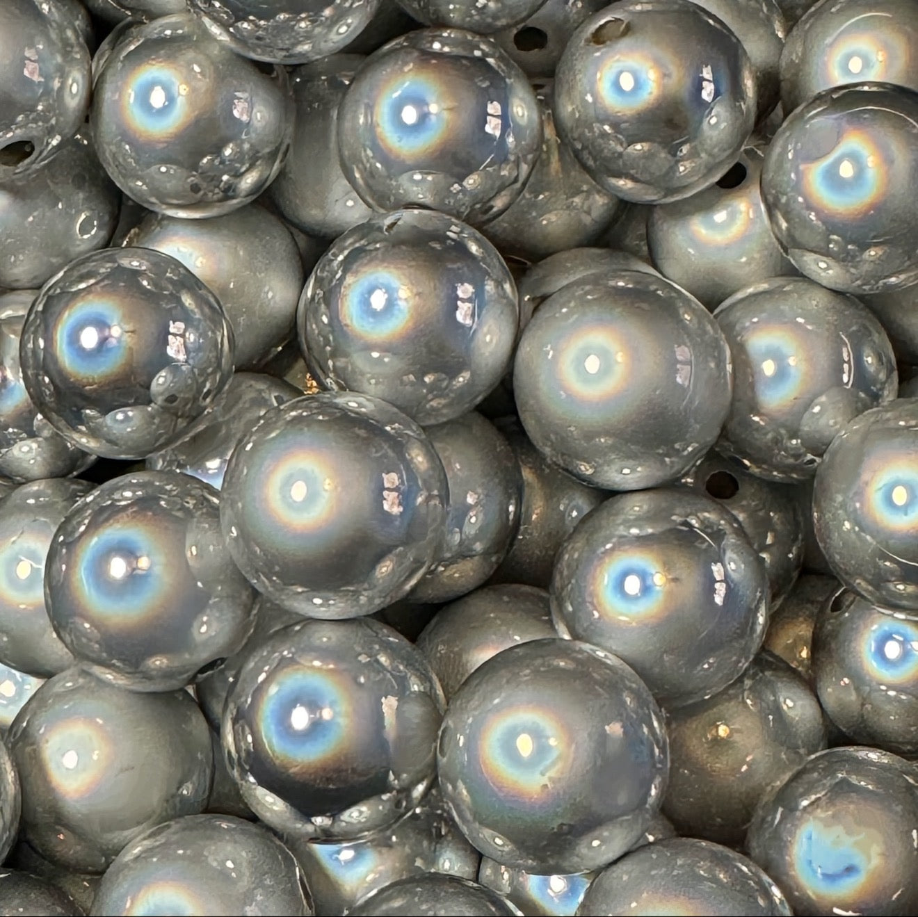 16mm Silver Mirrored Crome Acrylic Bead