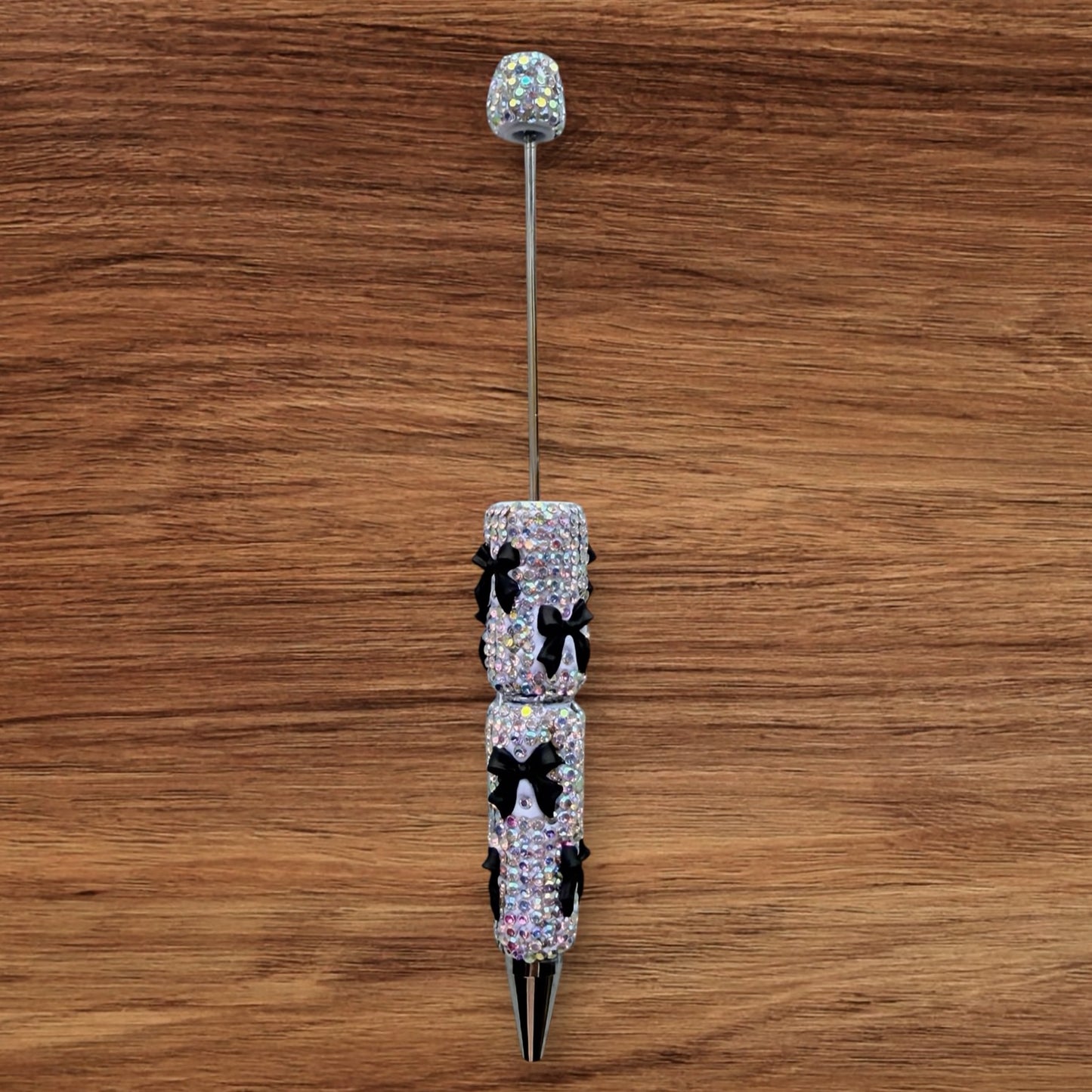 Silver Rhinestone With Bows Beadable Pen