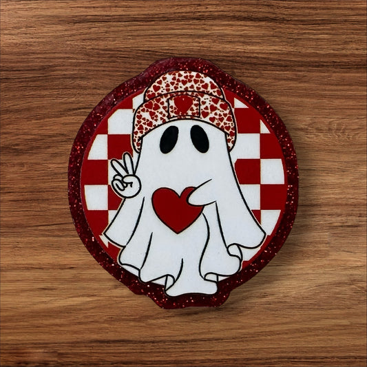 Ghost With Heart Acrylic Flatback