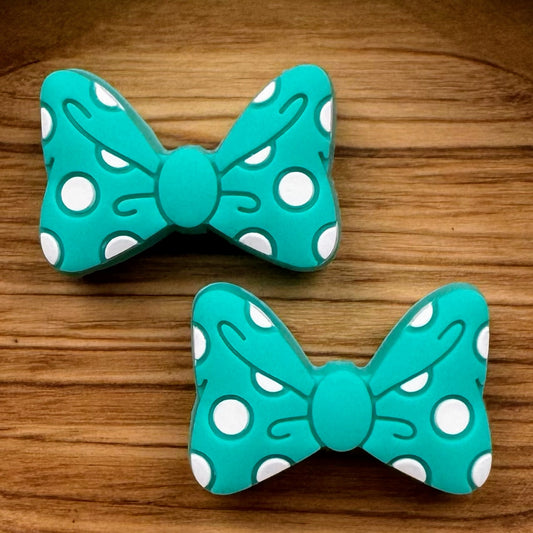 Turquoise Polka Dot Bow Focal