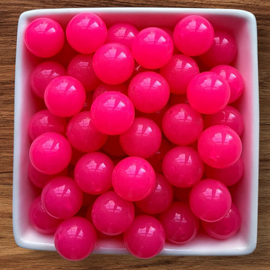 16mm Hot Pink Jelly Acrylic Bead