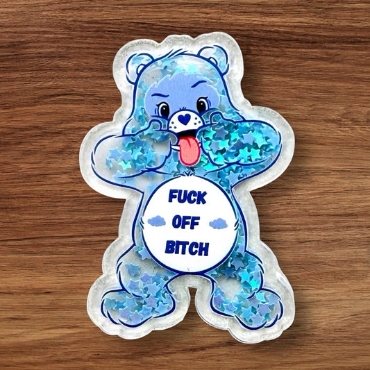 Blue Swear Bear Shaker Flatback