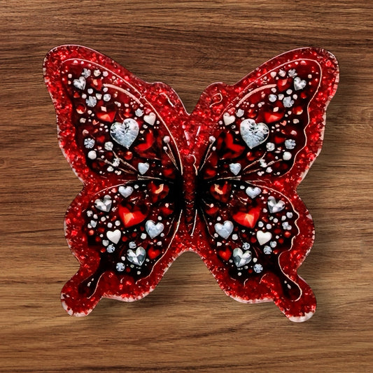Butterfly With Hearts Acrylic Flatback
