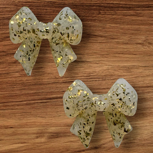 Silver Glitter Bow Focal
