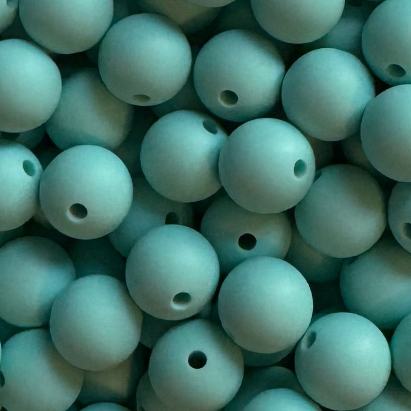 15mm Aruba Blue Silicone Bead