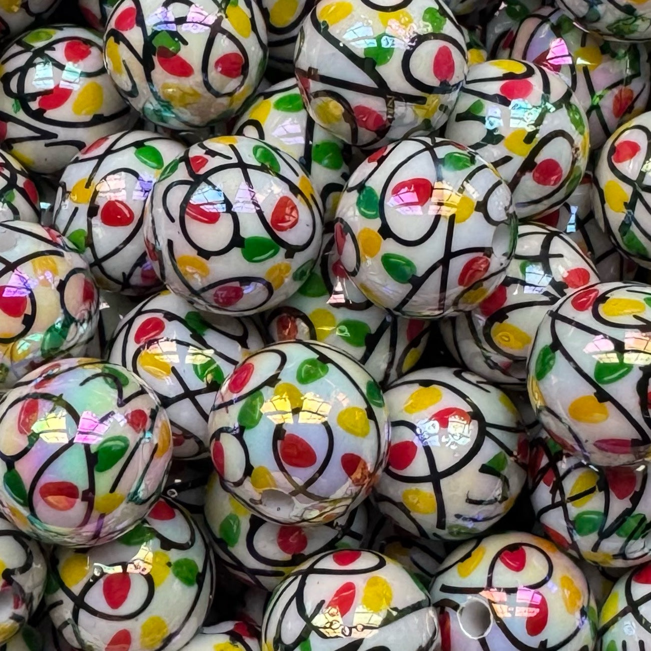 16mm Christmas Lights Acrylic Bead