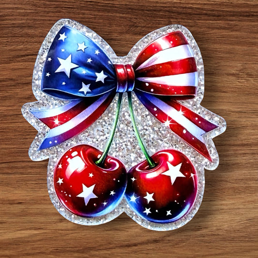 Patriotic Cherries Acrylic Flatback