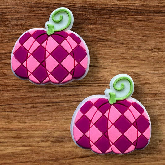 Pink Checkered Pumpkin Focal
