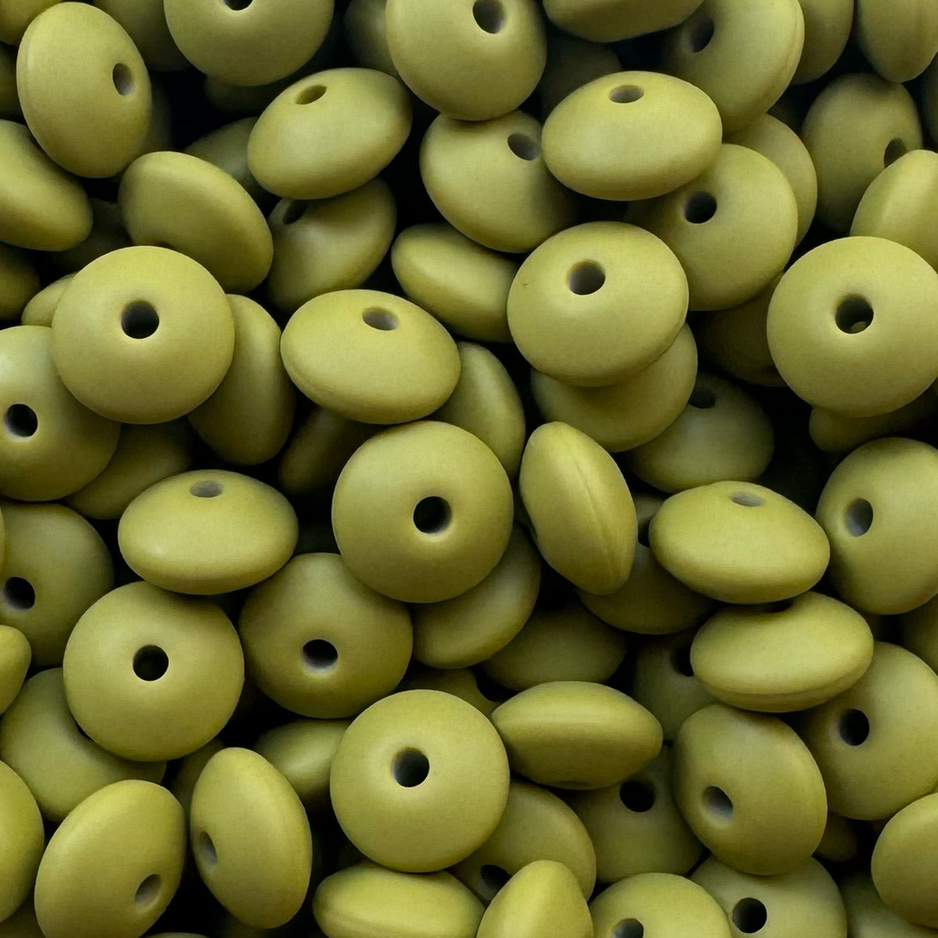 12mm Yellowish Green Silicone Lentil Bead