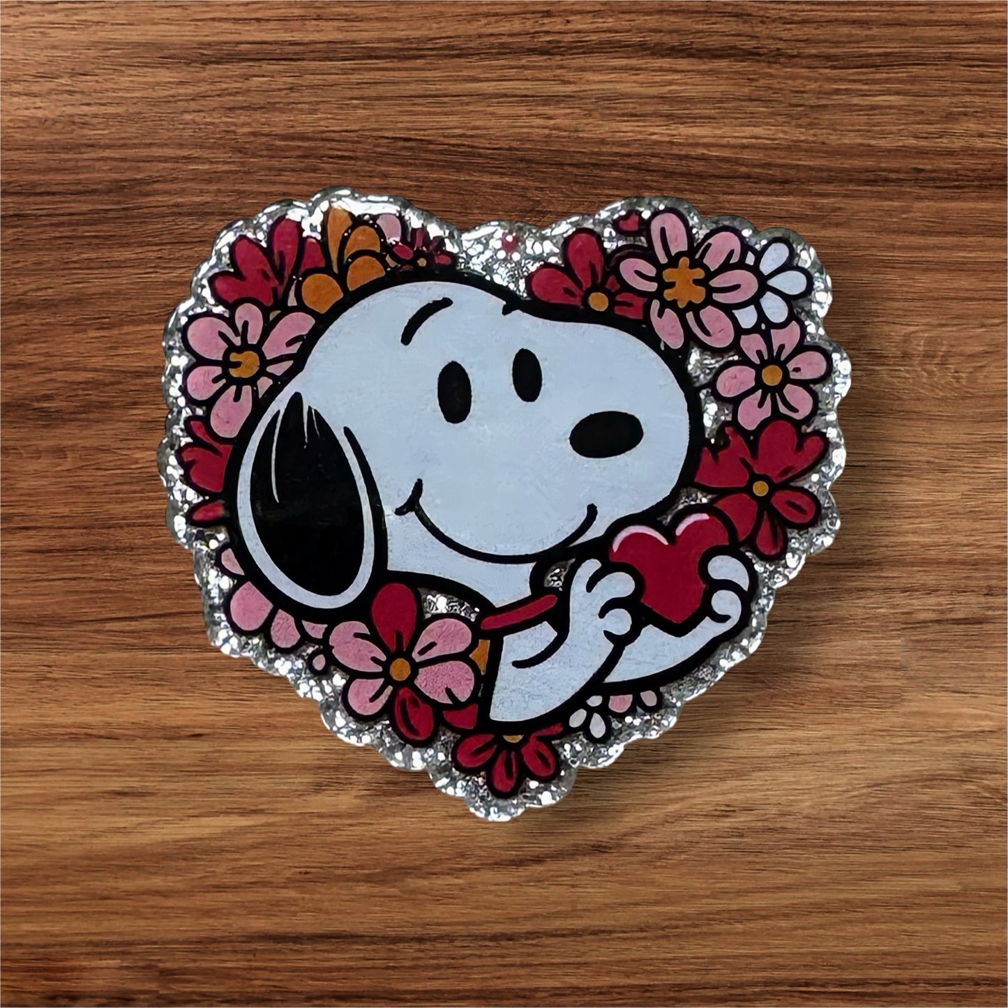 White Dog Heart Acrylic Flat Back