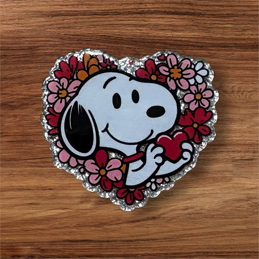 White Dog Heart Acrylic Flat Back