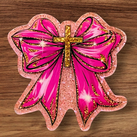 Bow With Cross Acrylic Flatback