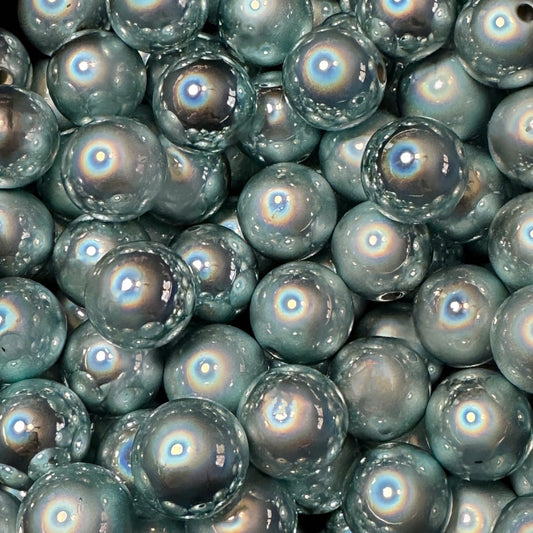 16mm Blue Mirrored Chrome Acrylic Bead