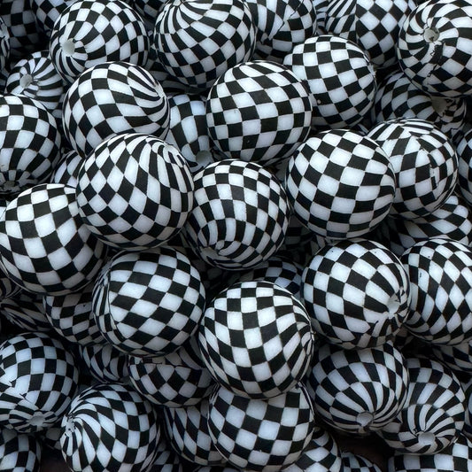 15mm Checkered Silicone Bead