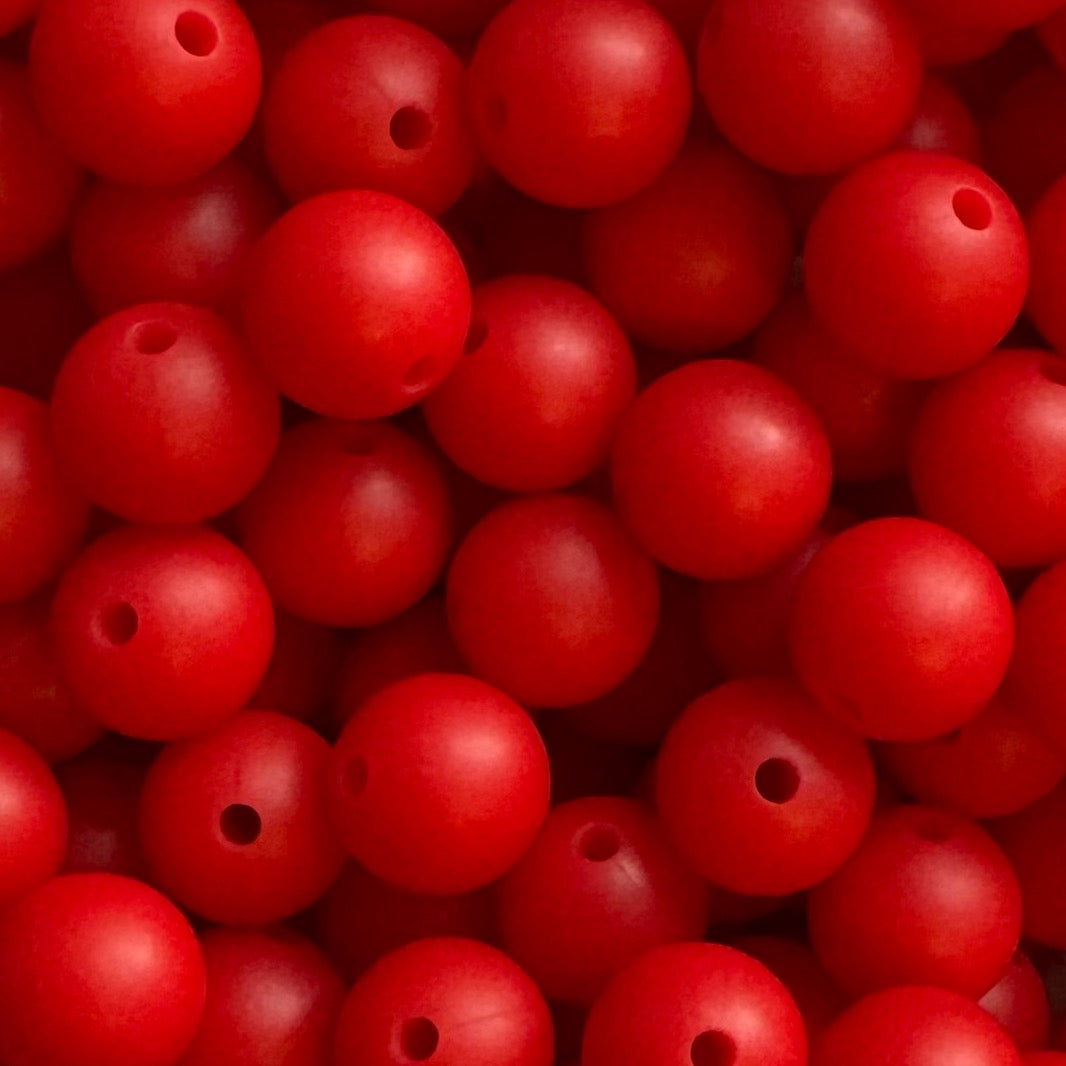 15mm Christmas Red Silicone Bead