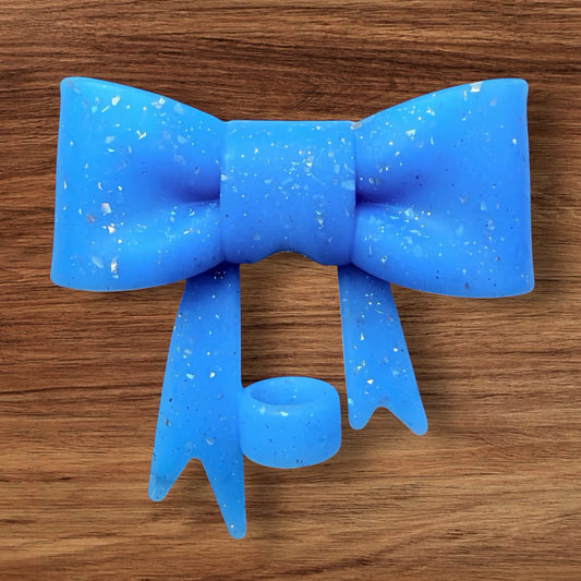Blue Glitter Bow Focal/Straw Topper