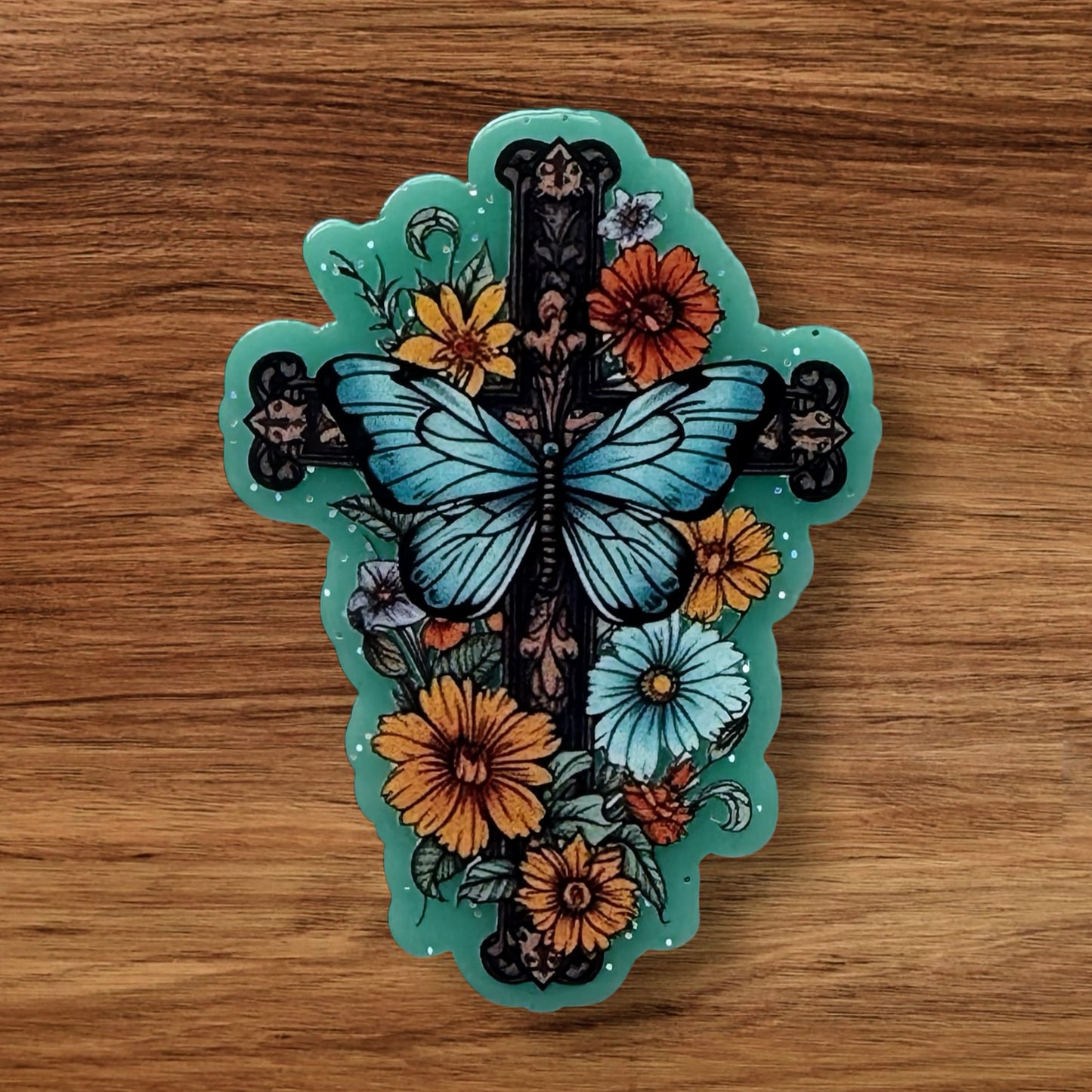 Cross With Butterfly Acrylic Flatback