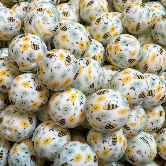 15mm Bee Silicone Beads