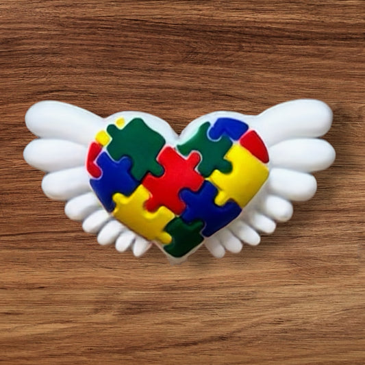 3-D Autism Heart With Wings Focal