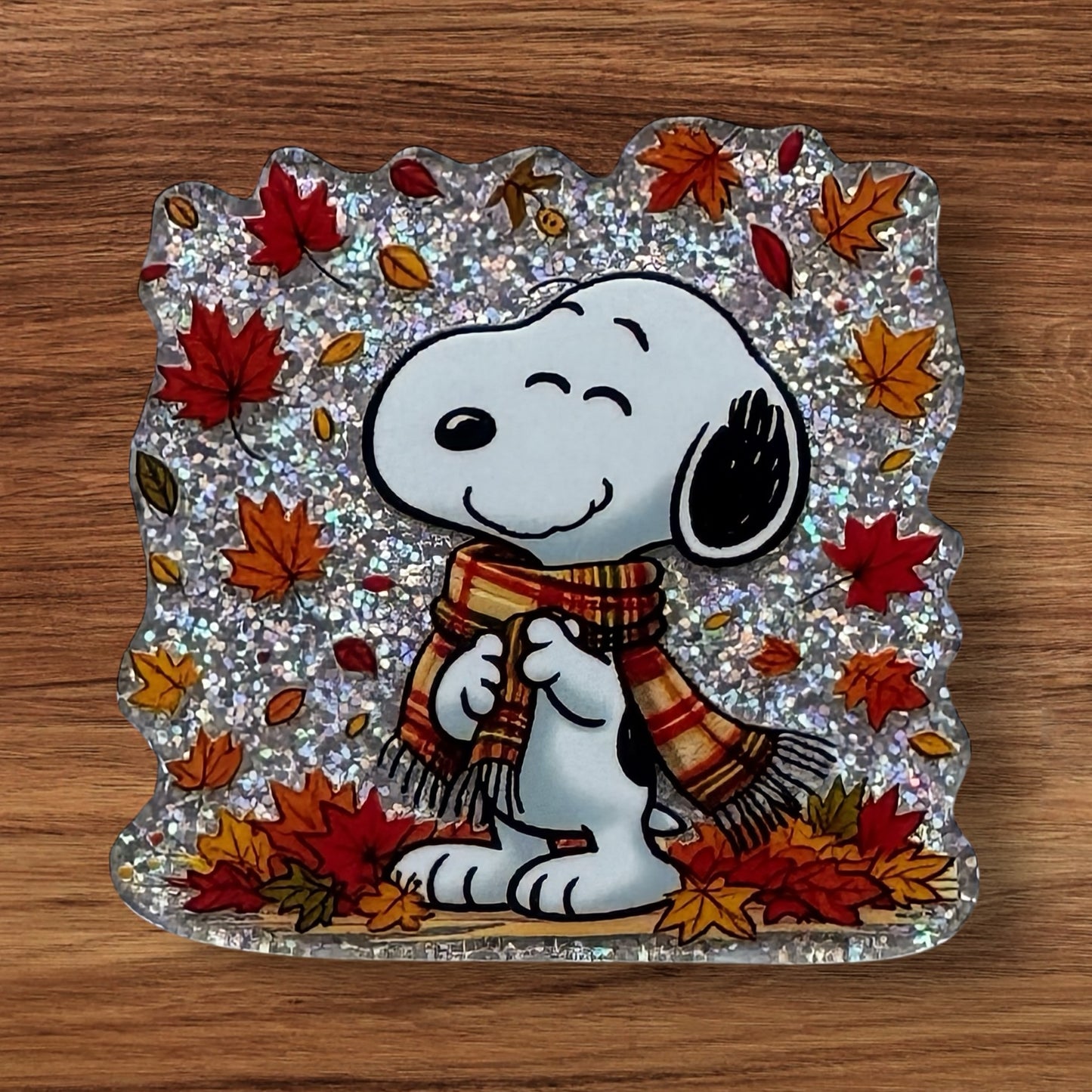 Beagle Playing In Leaves Acrylic Flatback