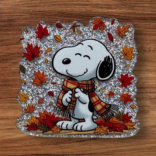 Beagle Playing In Leaves Acrylic Flatback