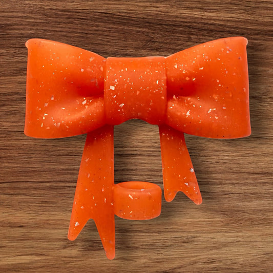 Orange Glitter Bow Focal/Straw Topper