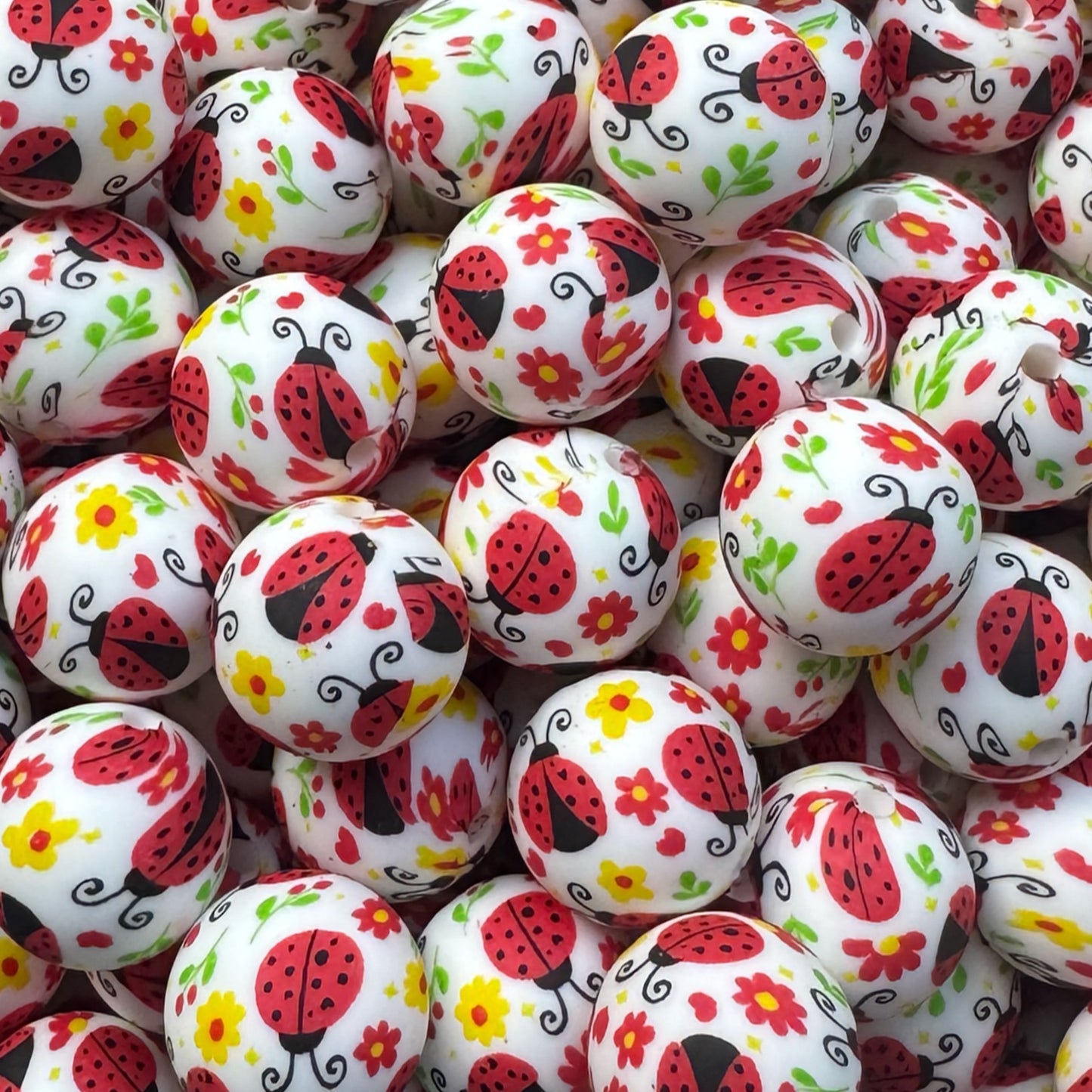 15mm Ladybug Silicone Bead