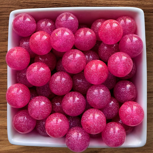 16mm Pink Glitter Acrylic Bead