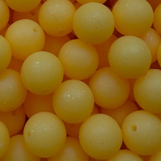 15mm Yellow Glitter Silicone Bead