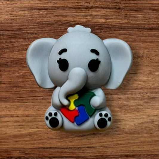 3-D Elephant With Autism Heart Focal