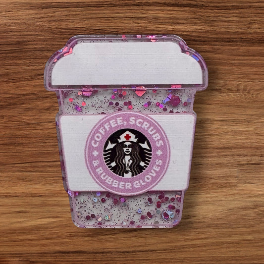 Coffee Scrubs &Rubber Gloves Acrylic Flatback