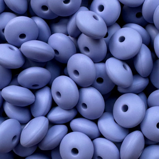 12mm Purple Blue Silicone Lentil Bead
