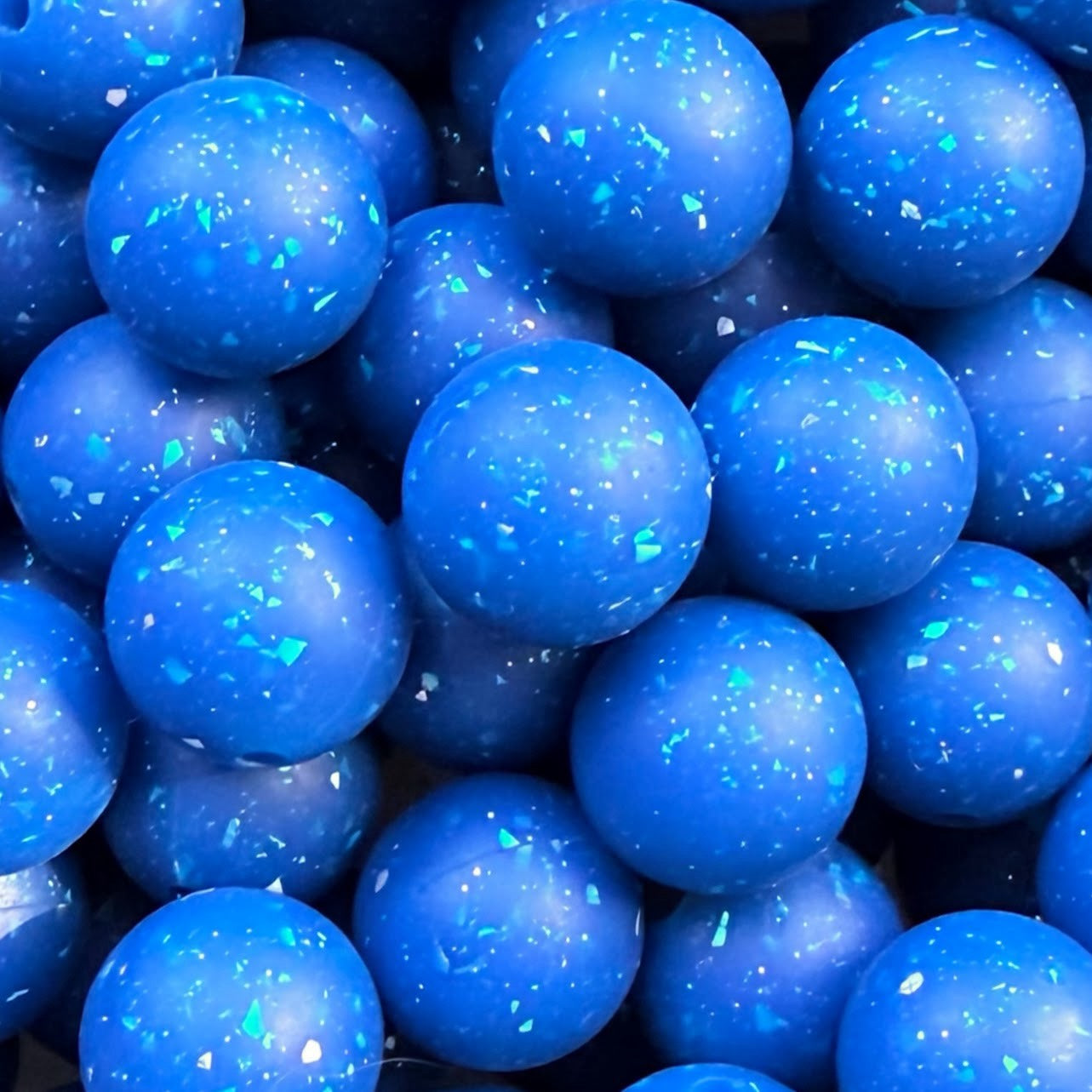 15mm Navy Blue Glitter Silicone Bead