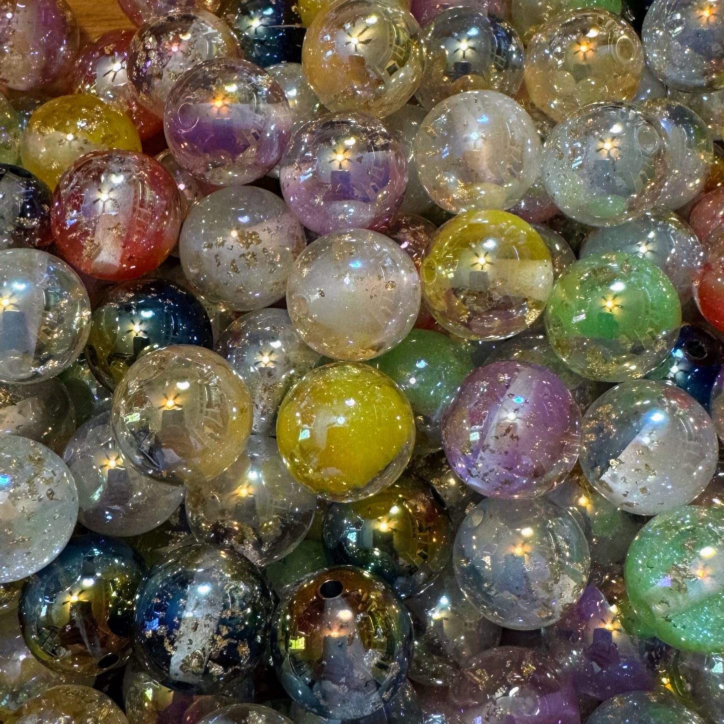16mm Galaxy Glitter Acrylic Beads
