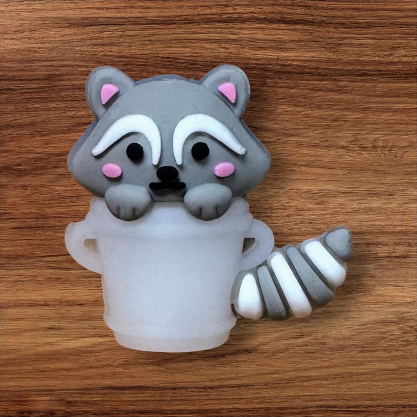 3-D Raccoon In Trash Can Focal