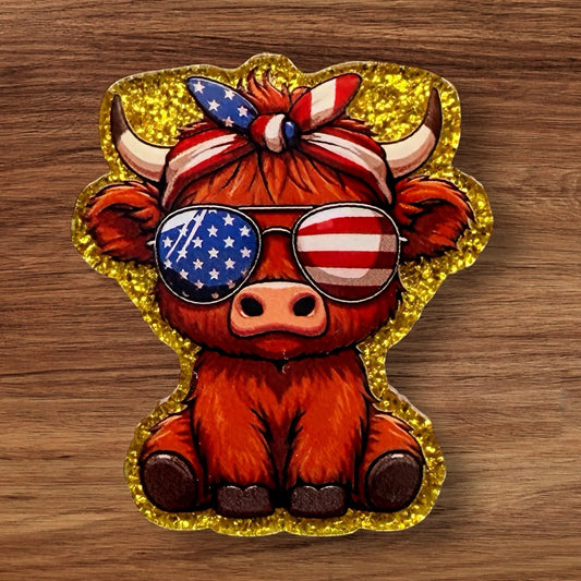 Patriotic Cow Acrylic Flatback