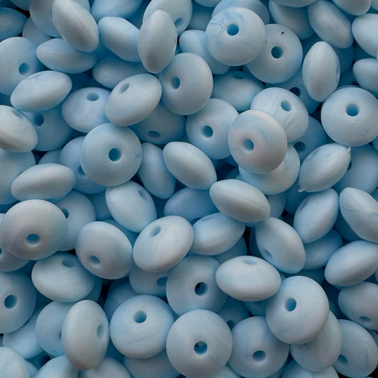 12mm Marble Blue Silicone Lentil Bead