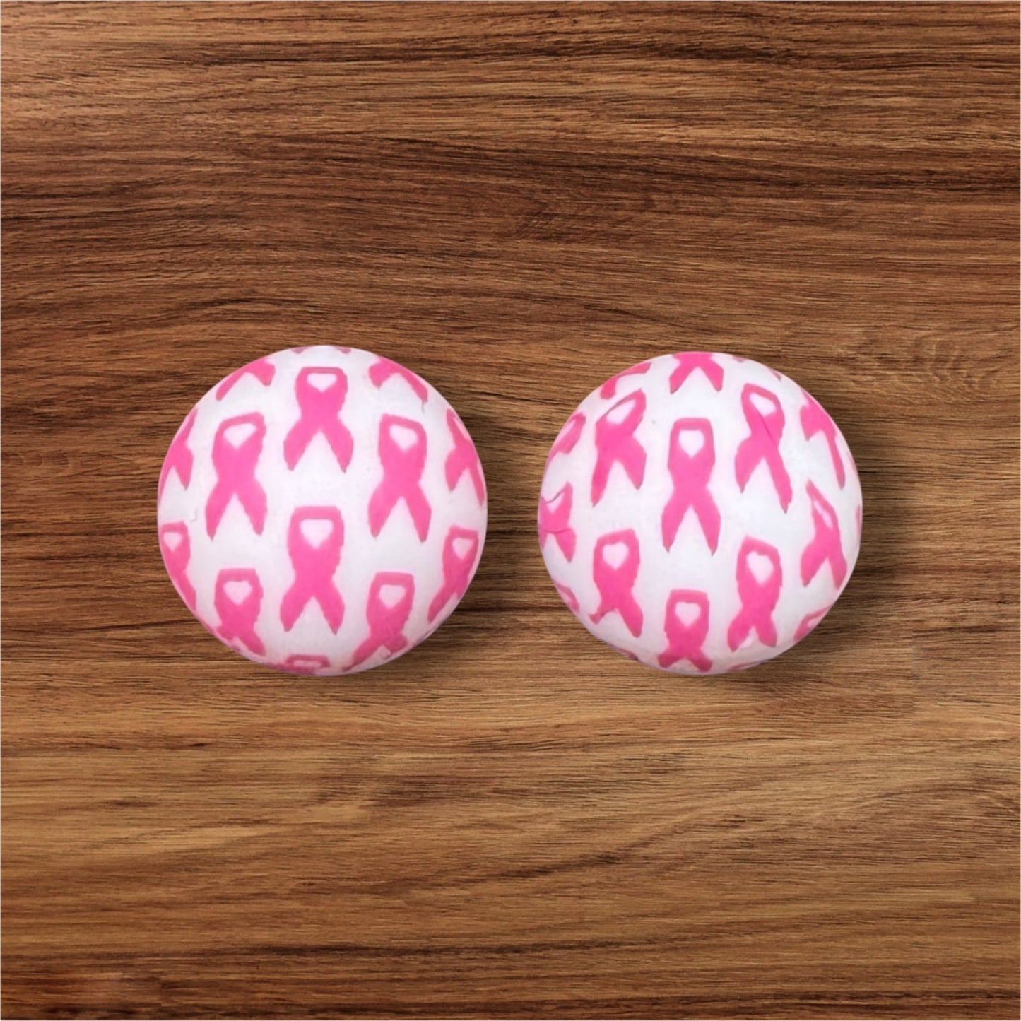 Pink Ribbon Silicone Bead