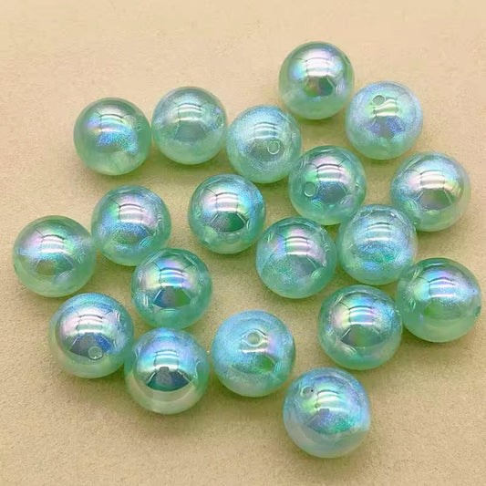 16mm Mint Galaxy Acrylic Bead