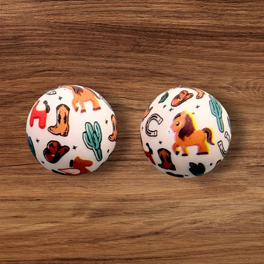 15mm Western Horse Silicone Bead