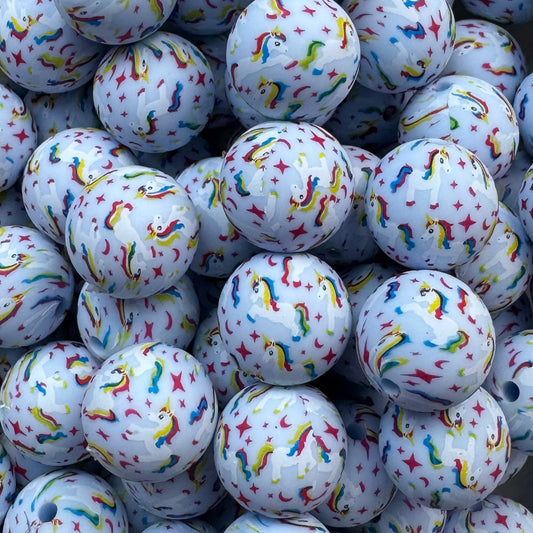 15mm Unicorn Silicone Bead (Blue)