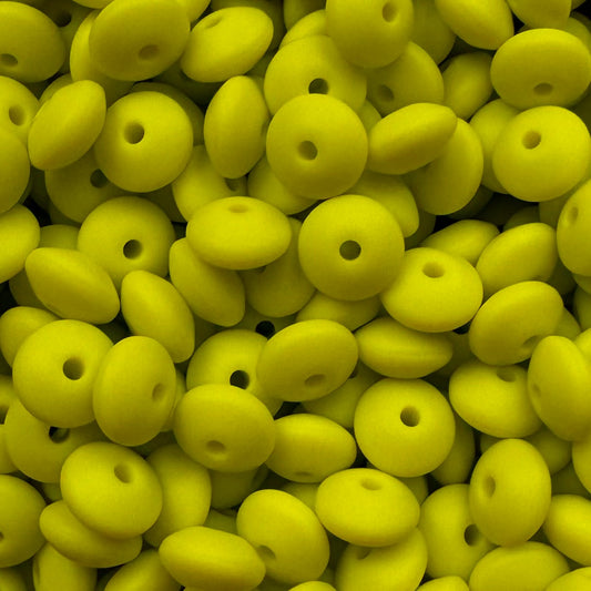 12mm Lime Yellow Silicone Lentil Bead