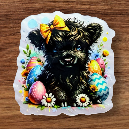 Cow With Easter Eggs Acrylic Flatback