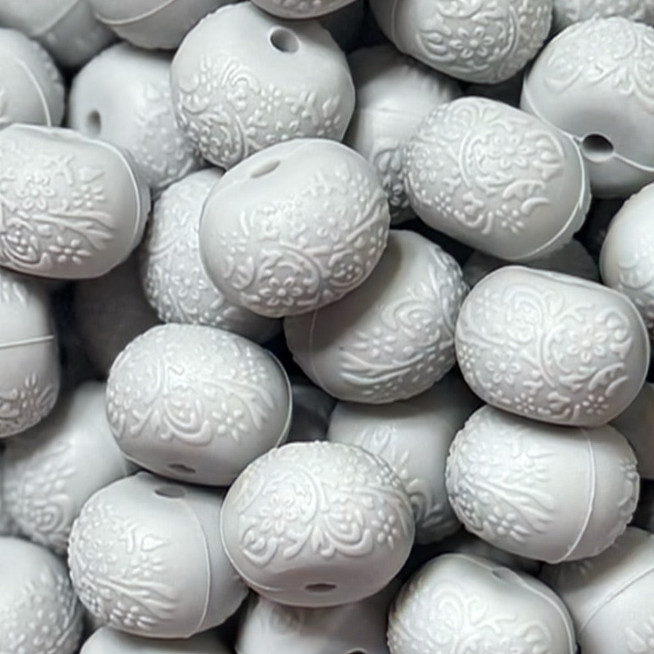 14mm Engraved Abacus Bead (Gray)