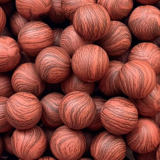 15mm Cherry Wood Silicone Bead