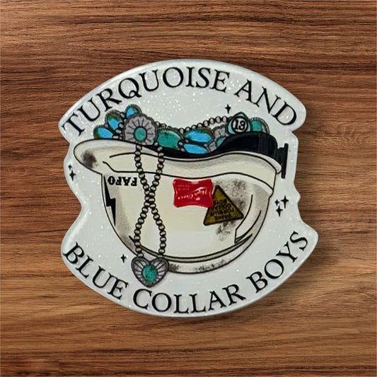 Turquoise And Blue Collar Boys Acrylic Flatback