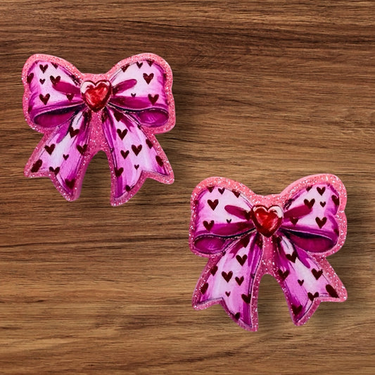 Acrylic Bow With Hearts Focal
