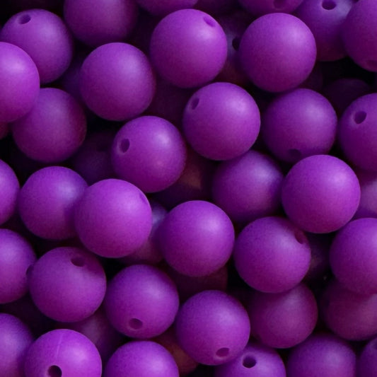 15mm Deep Purple Silicone Bead