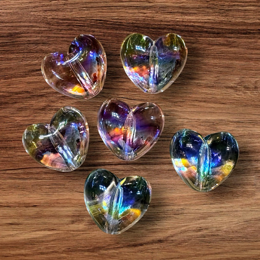 Clear Pastel Acrylic Hearts Bead