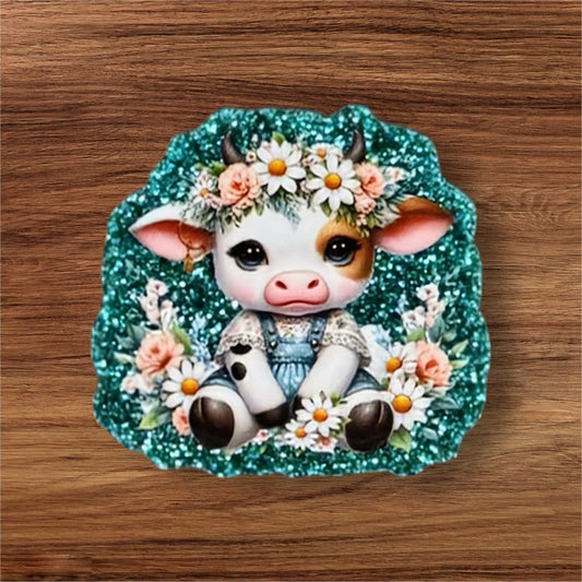Floral Cow Acrylic Flatback